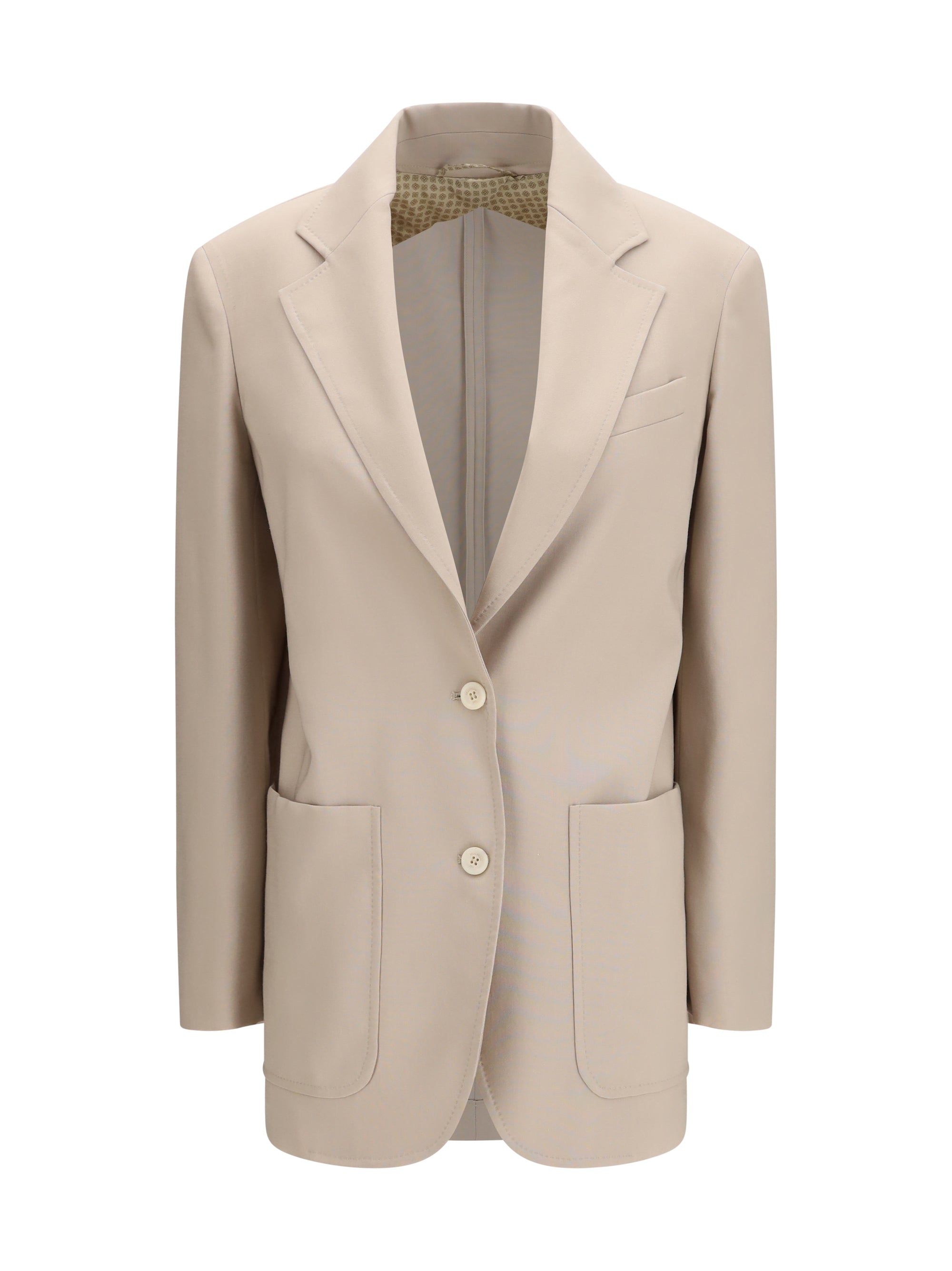 Single-Breasted Wool-Blend Blazer — Green