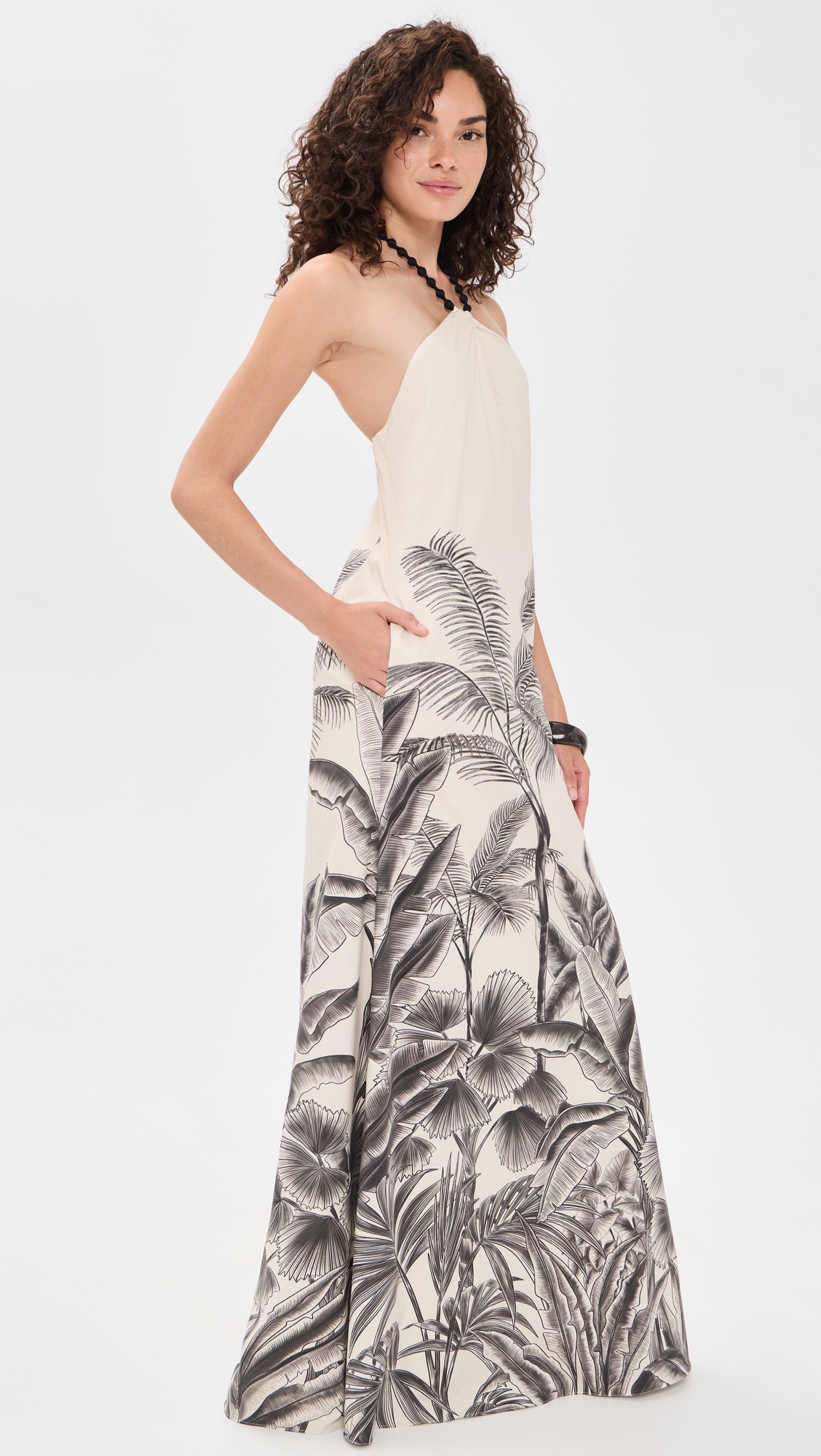 Kalahari Embellished Maxi Dress Maxi Ecru/Black Jungle