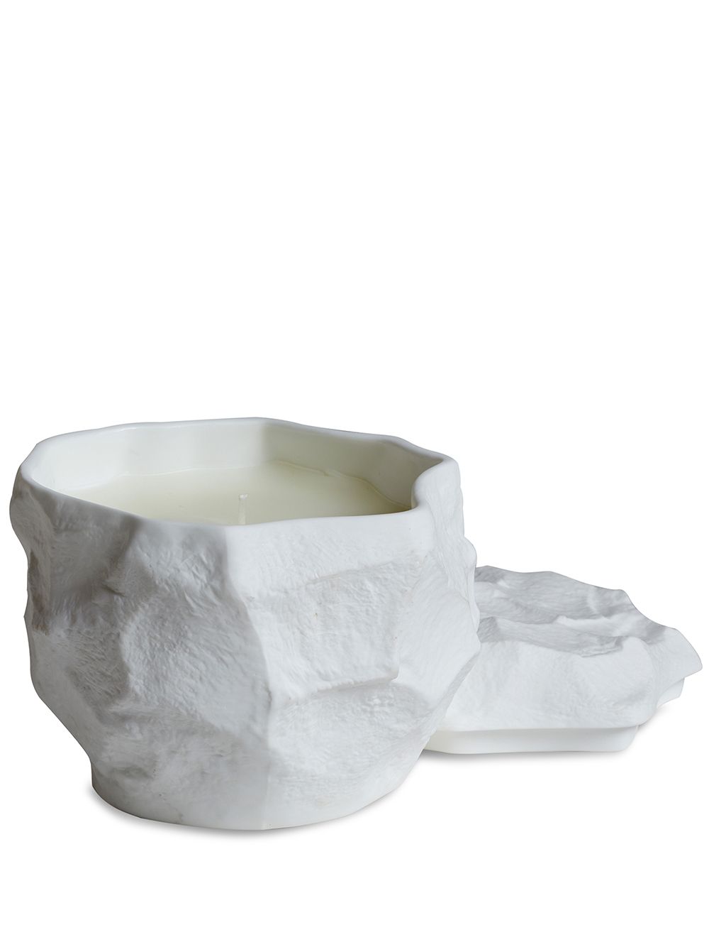 Crockery abstract candle - White