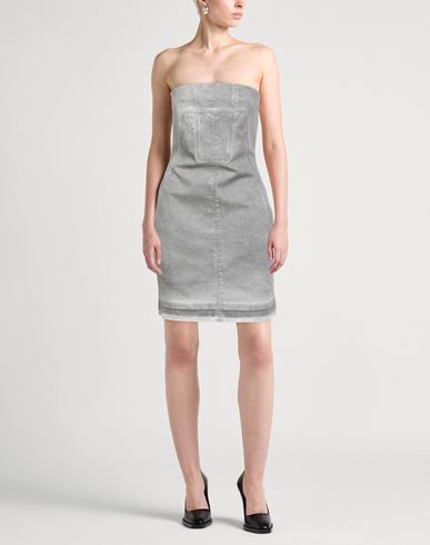 Woman Mini dress Grey Size L Cotton, Elastomultiester, Natural rubber