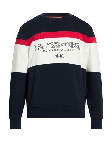 Man Sweatshirt Navy Size L Cotton, Polyester, Elastane