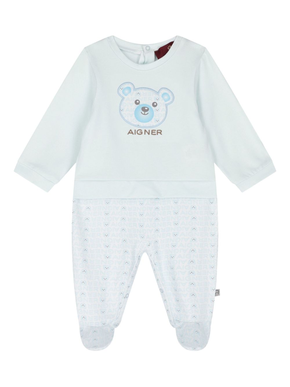 Aigner Kids bear-appliqué babygrow - Blue