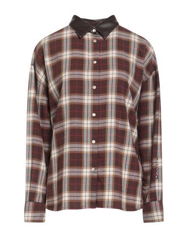 Woman Shirt Chocolate brown Size M Polyester, Cotton, Polyurethane, Viscose