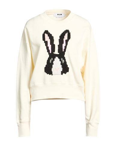 Woman Sweatshirt Ivory Size L Cotton