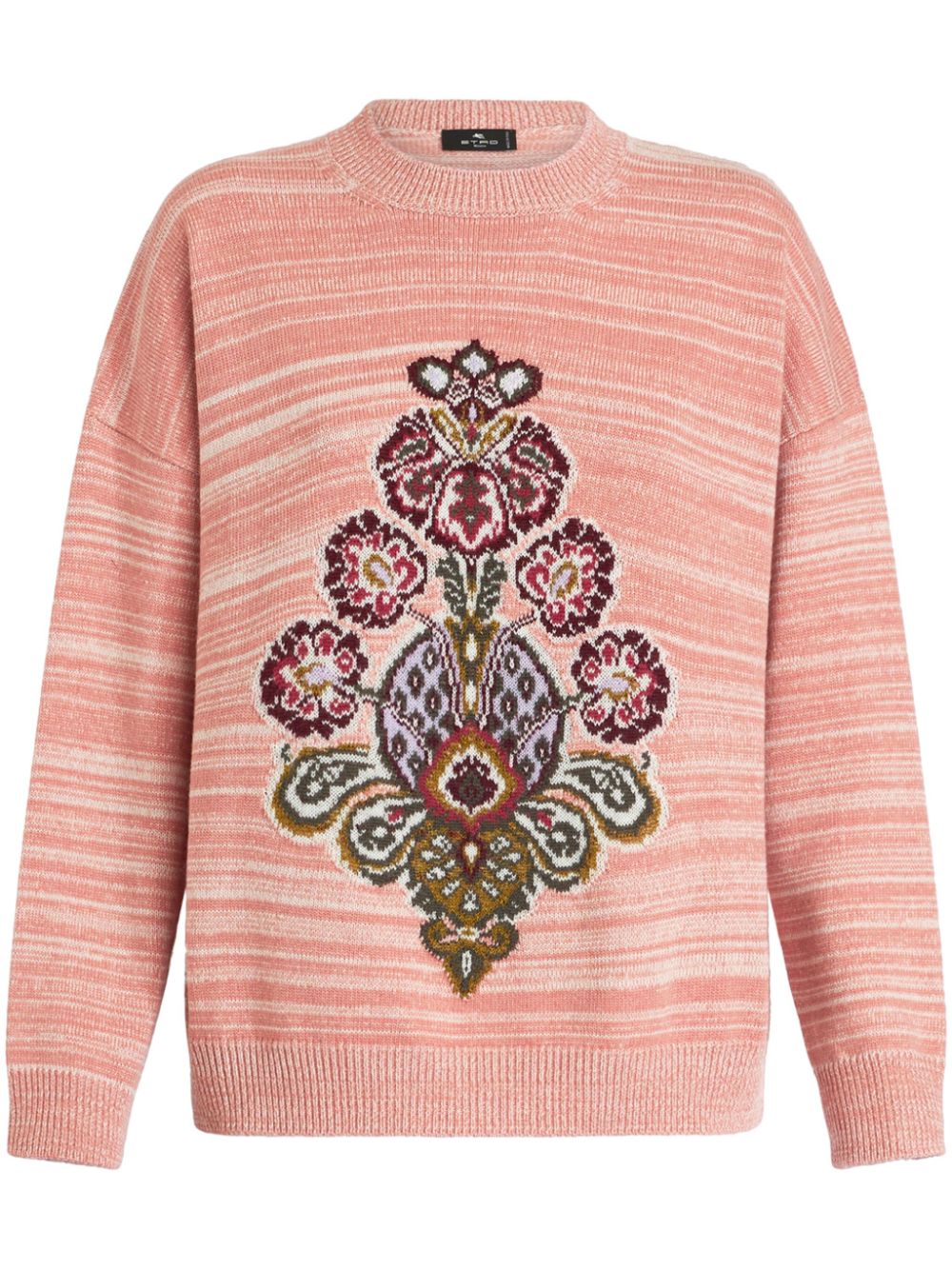 Intarsia-knit wool-blend jumper - Pink