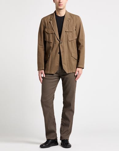 Man Blazer Khaki Size 46 Cotton, Linen, Elastane