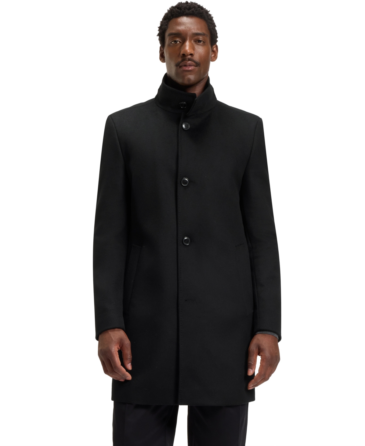 Boss by Men's Wool Cashmere Slim-Fit Coat - Black