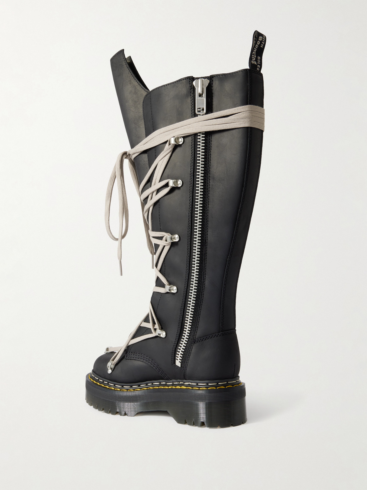 + Dr. Martens 1460 Quad Sole Pentalace Leather Knee Boots - Black