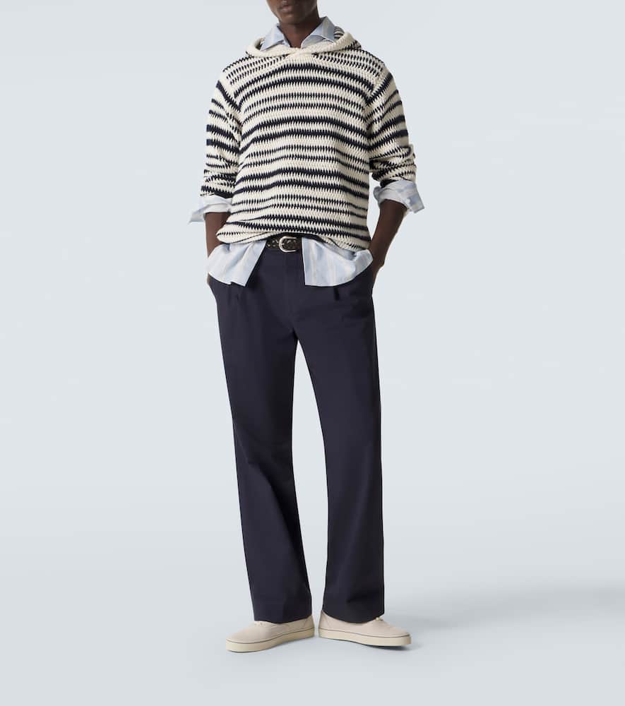 Kirk striped crochet cotton hoodie