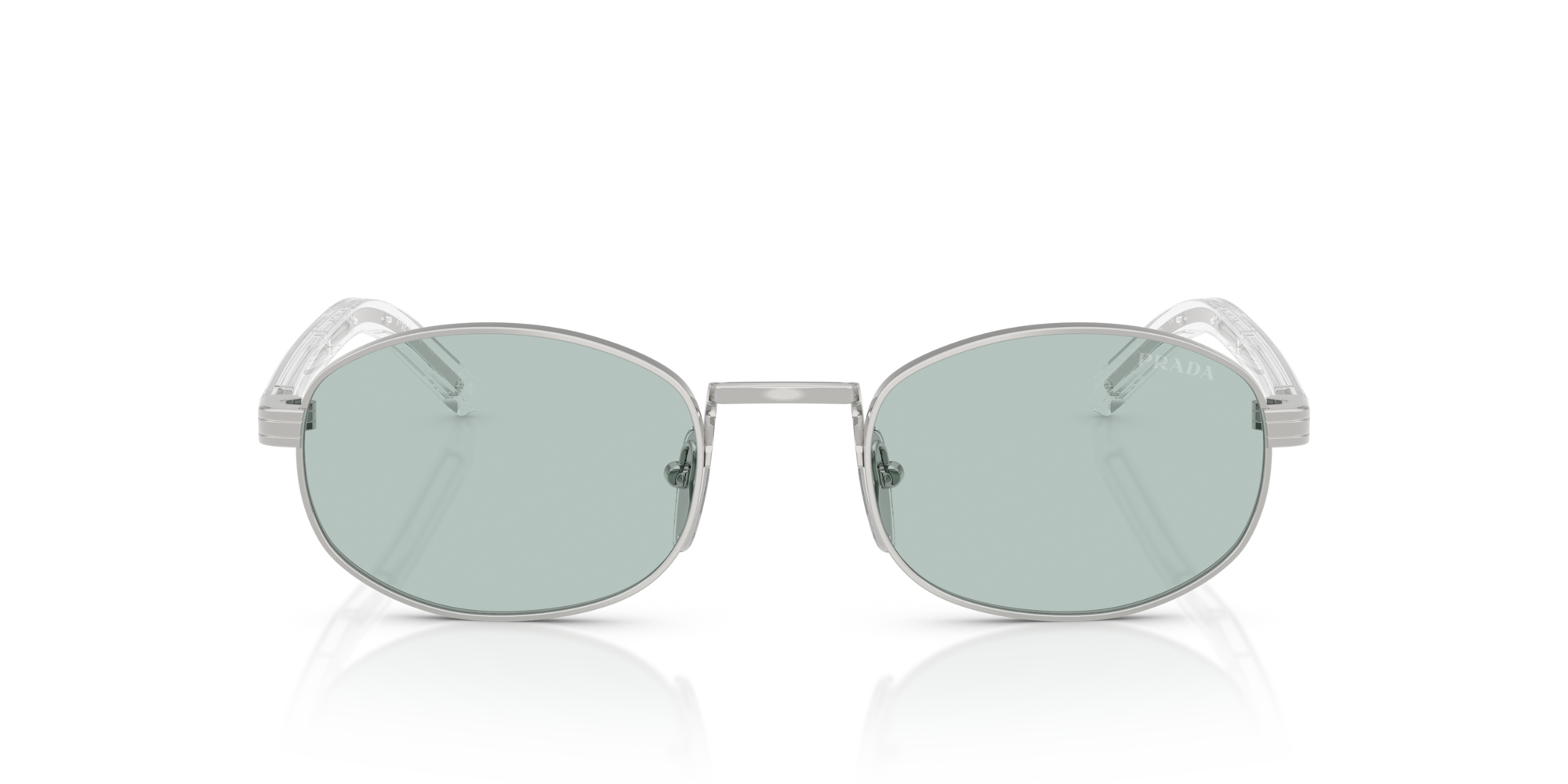 Prada Woman Prada PR B53S 1BC40N Sunglasses Metal Silver Blue Round Norma