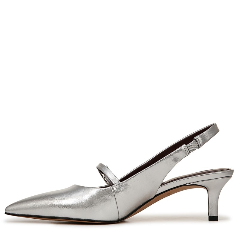 Women's Khloe Slingback Pump Shoes (Silver Faux Leather)