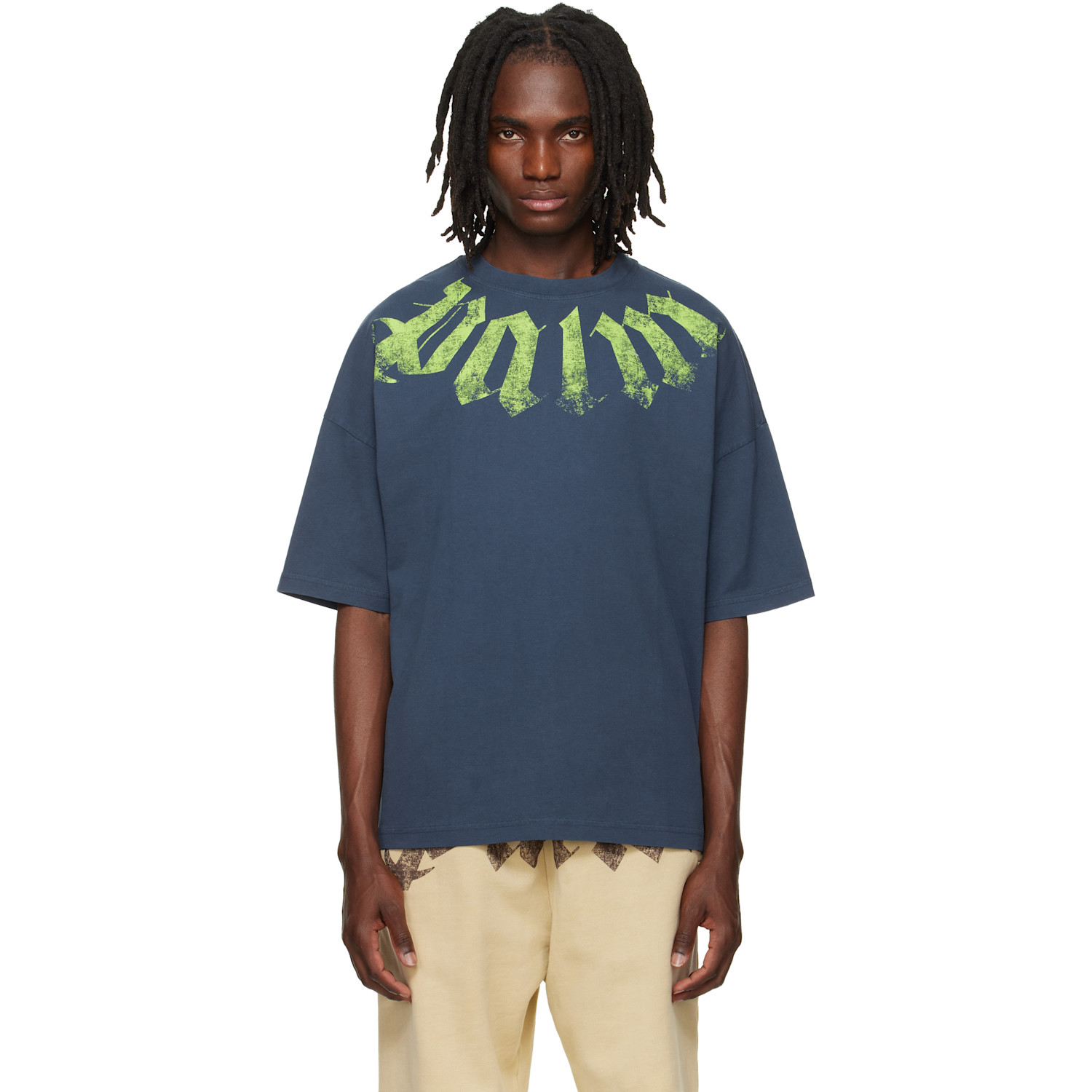 Navy Big Neck Logo Loose T-shirt