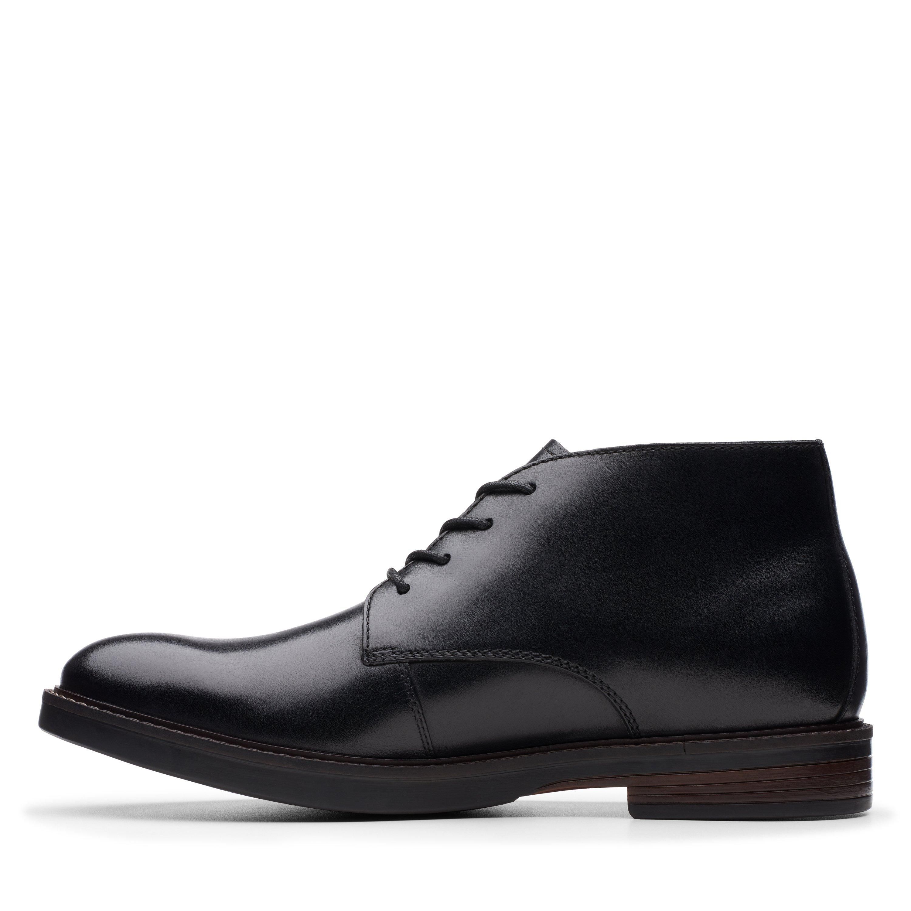 Clarks Men's Paulson Mid Black Leather Ankle Boots, Chukka Boots, Lace Up | : 8/Standard Fit