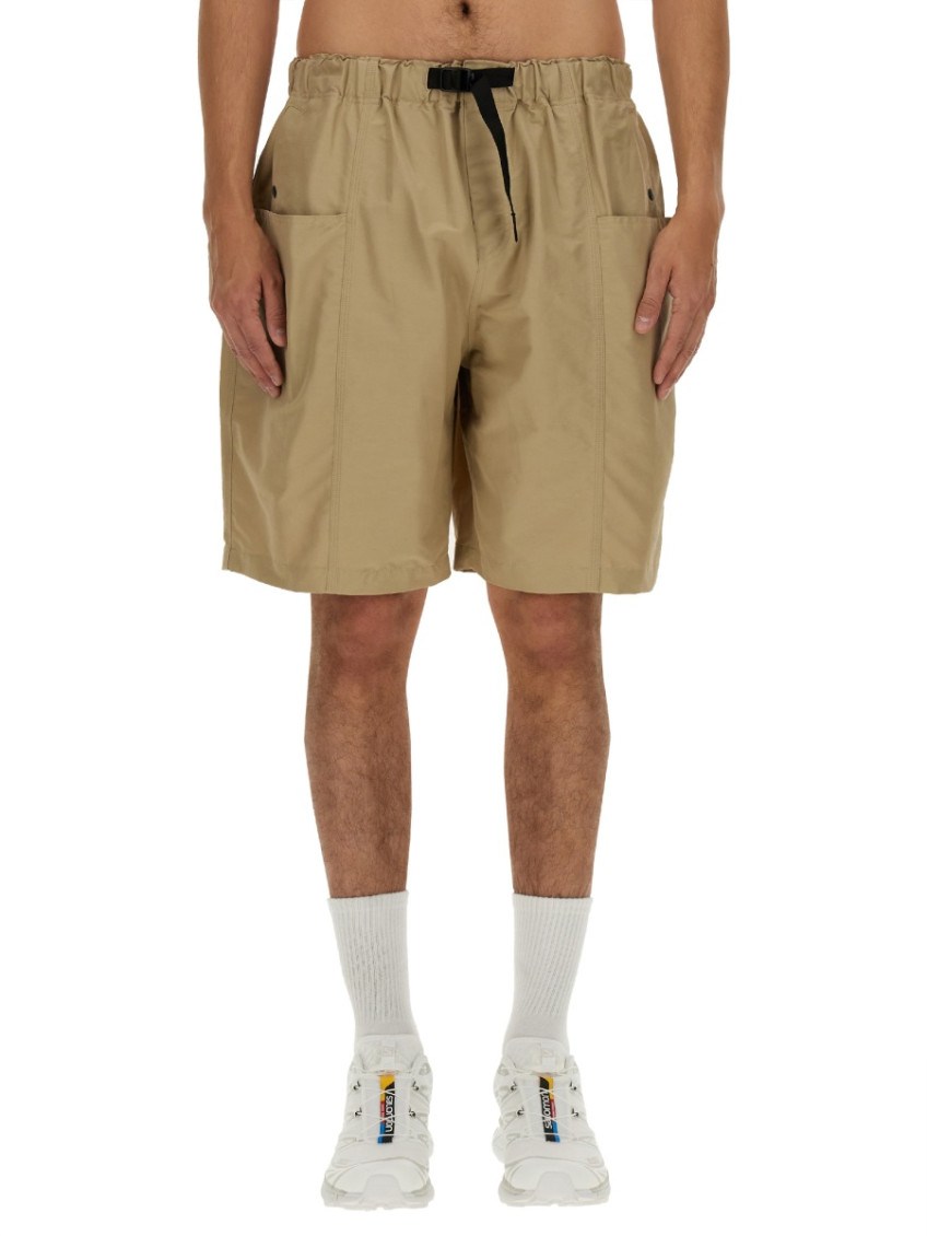 Beige Solid Shorts