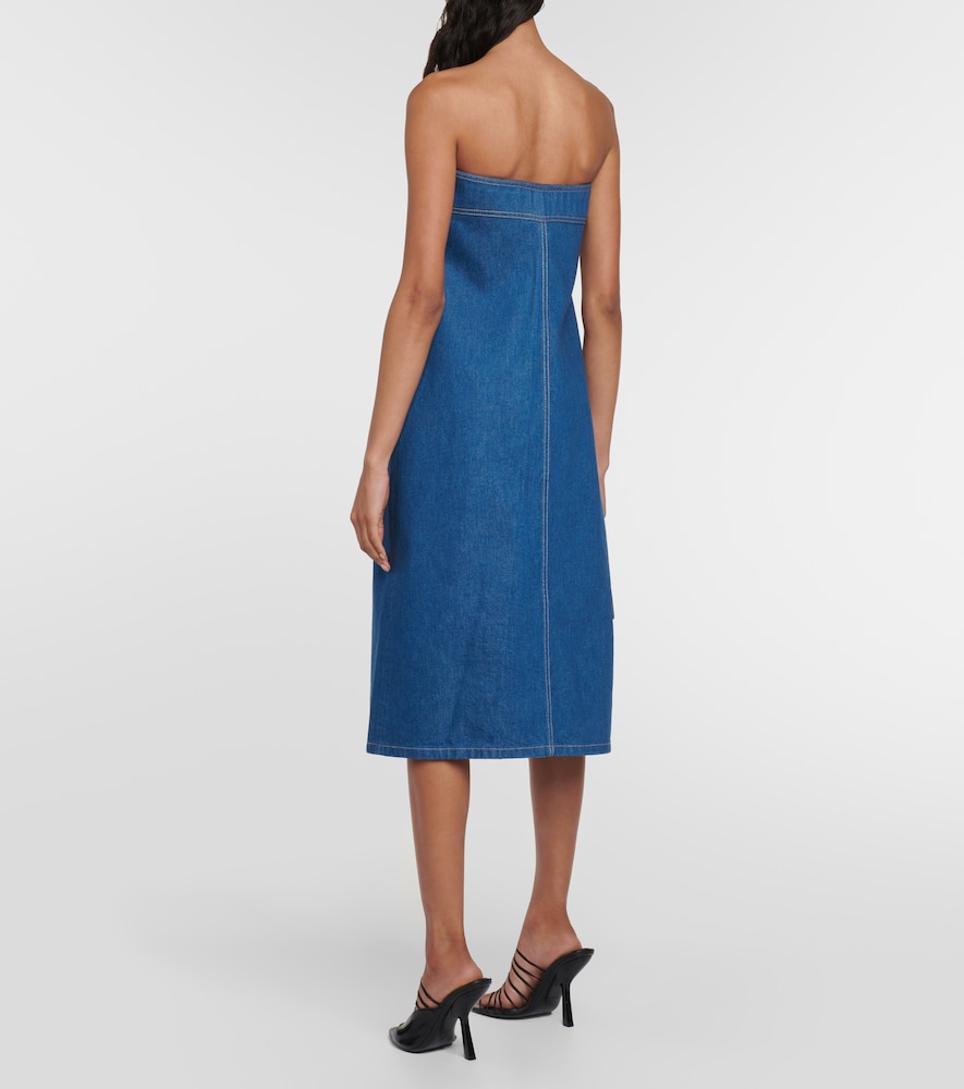 Strapless denim midi dress