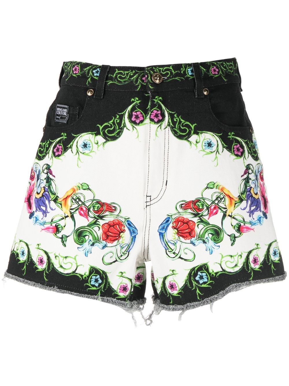 Baroque-print short shorts - White