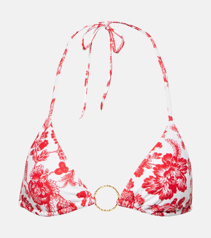 Miami ring-detail floral bikini top