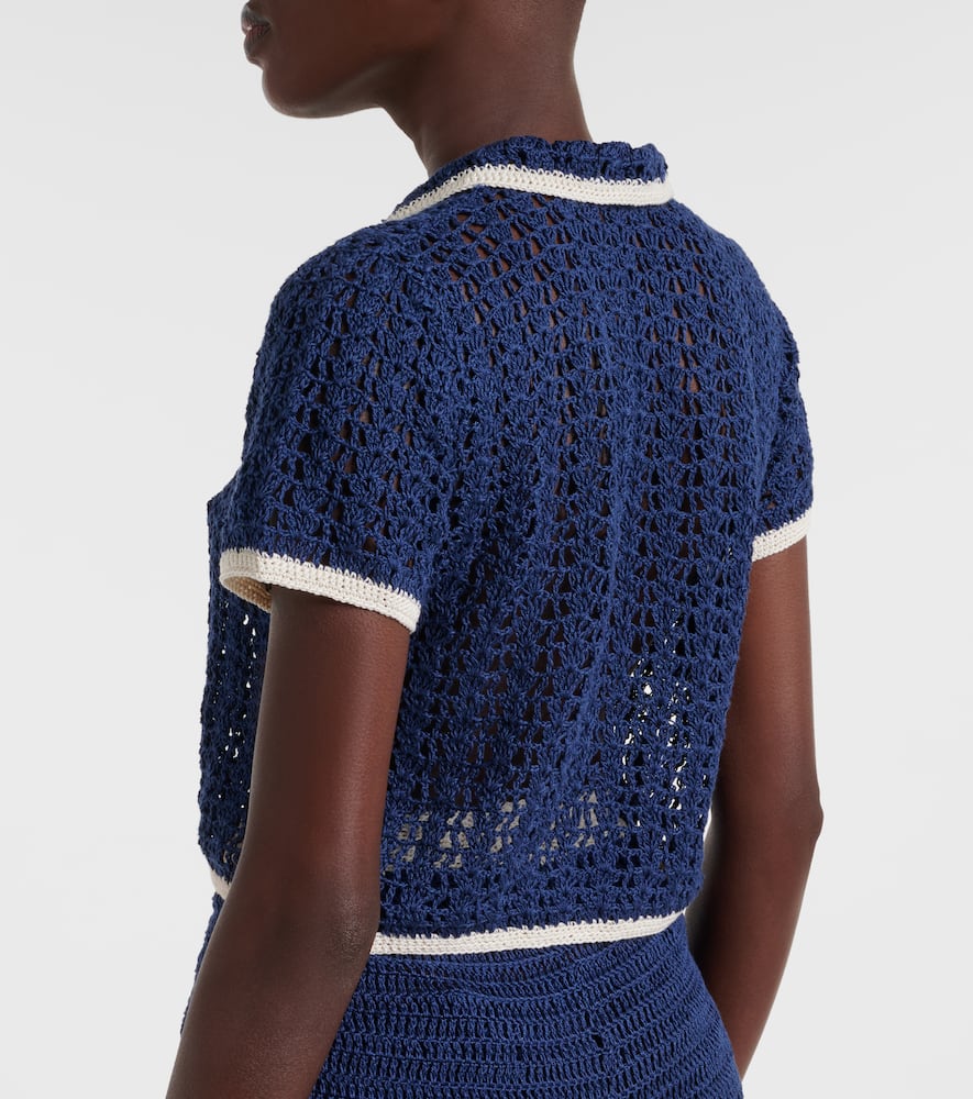 Crochet cotton polo shirt