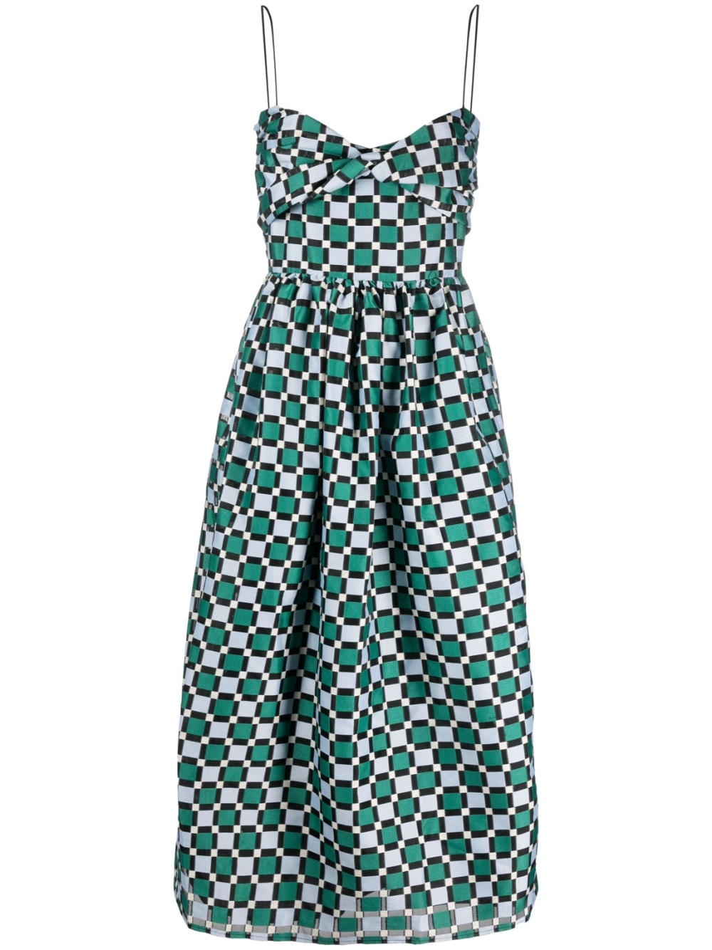 Arya check pattern midi dress - Blue