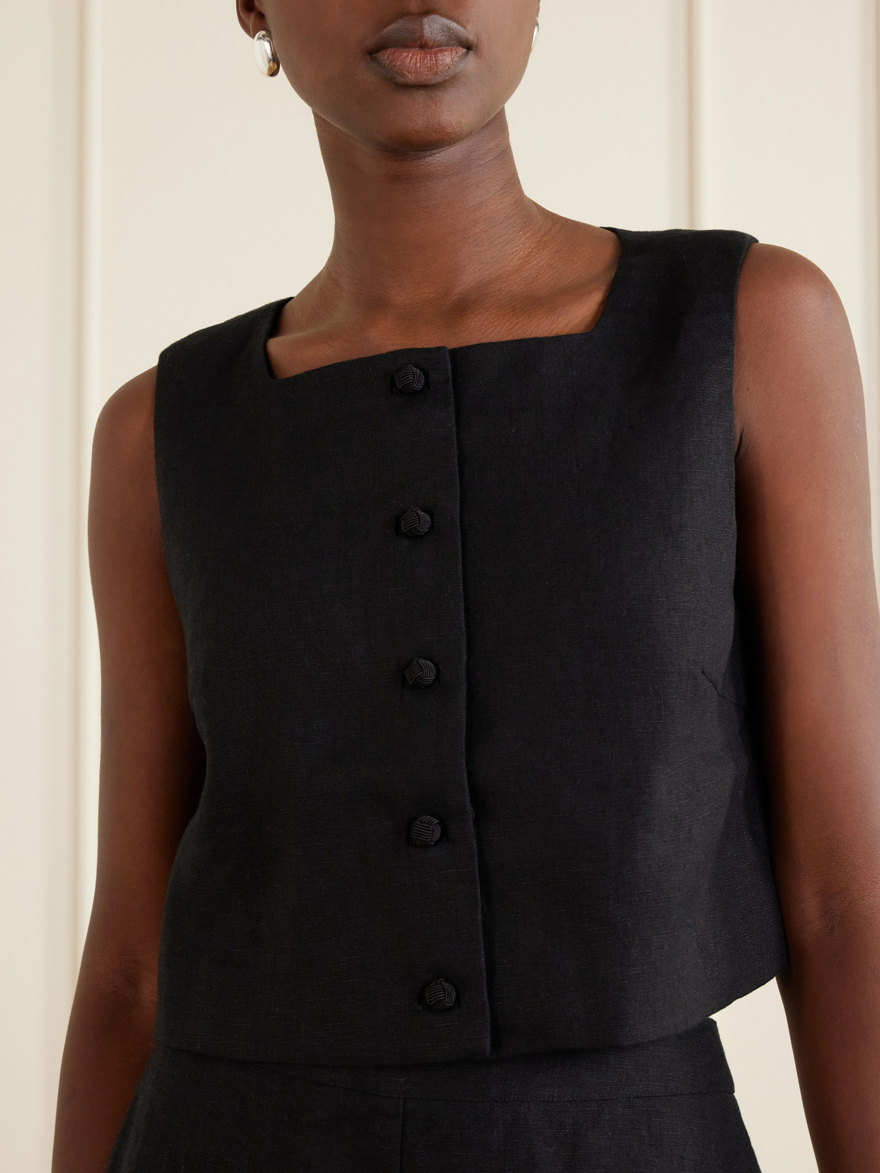 Rio Linen Tank Top - Black