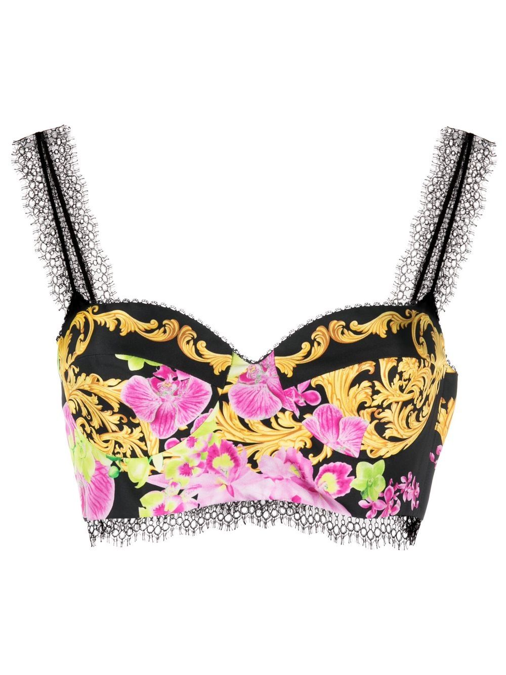 Medusa Orchid-print bustier top - Black