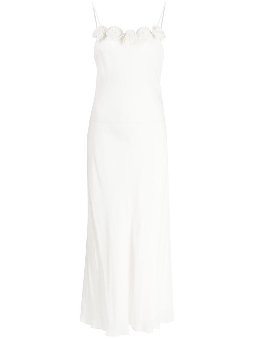 Benedetta rose-appliqué midi dress - White