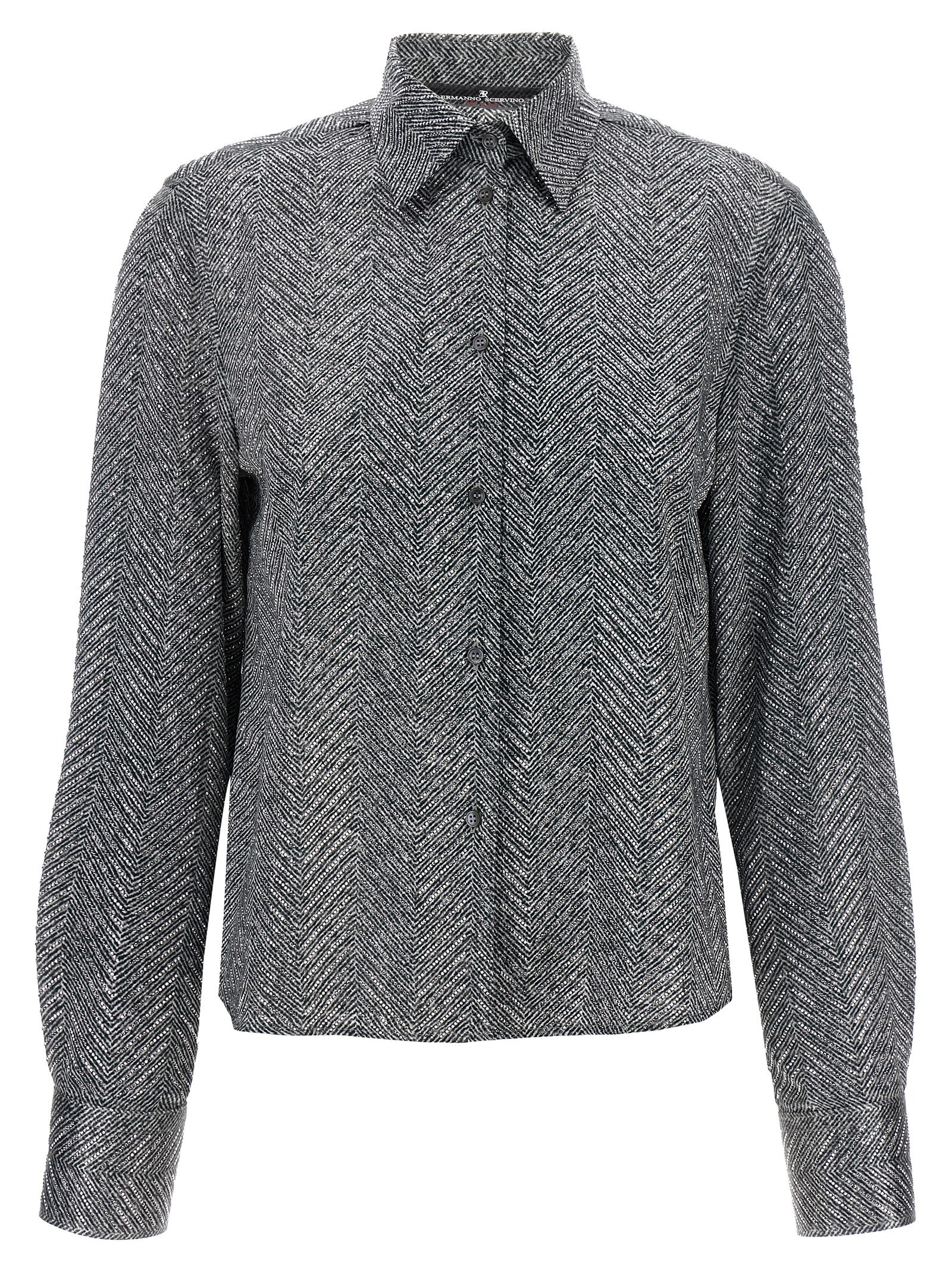 Rhinestone Shirt Shirt And Blouse Gray