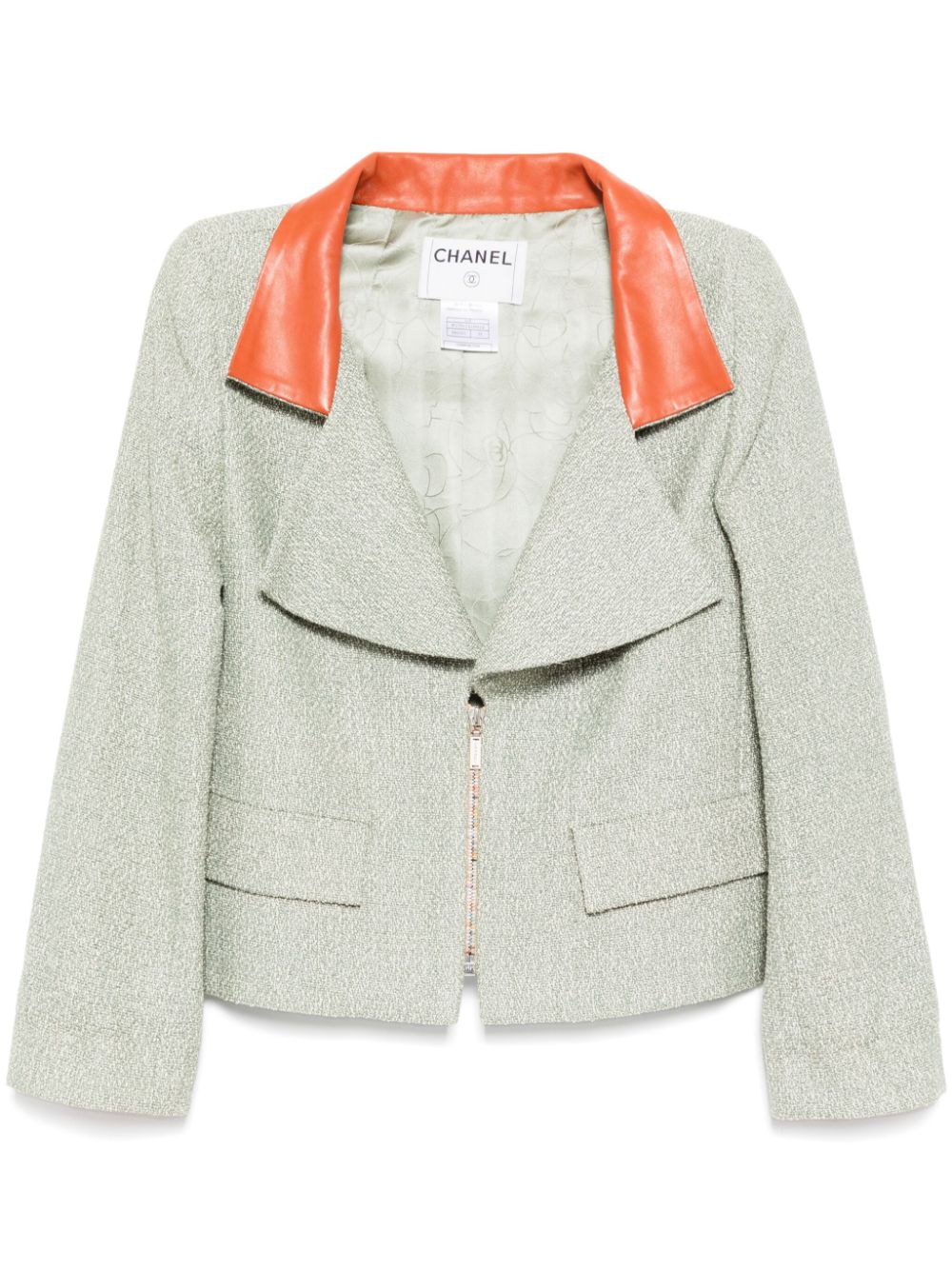 2001 tweed zip-up jacket - Green