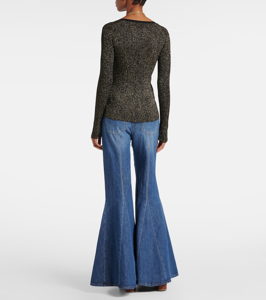Chloé Ribbed-knit lurex Henley shirt