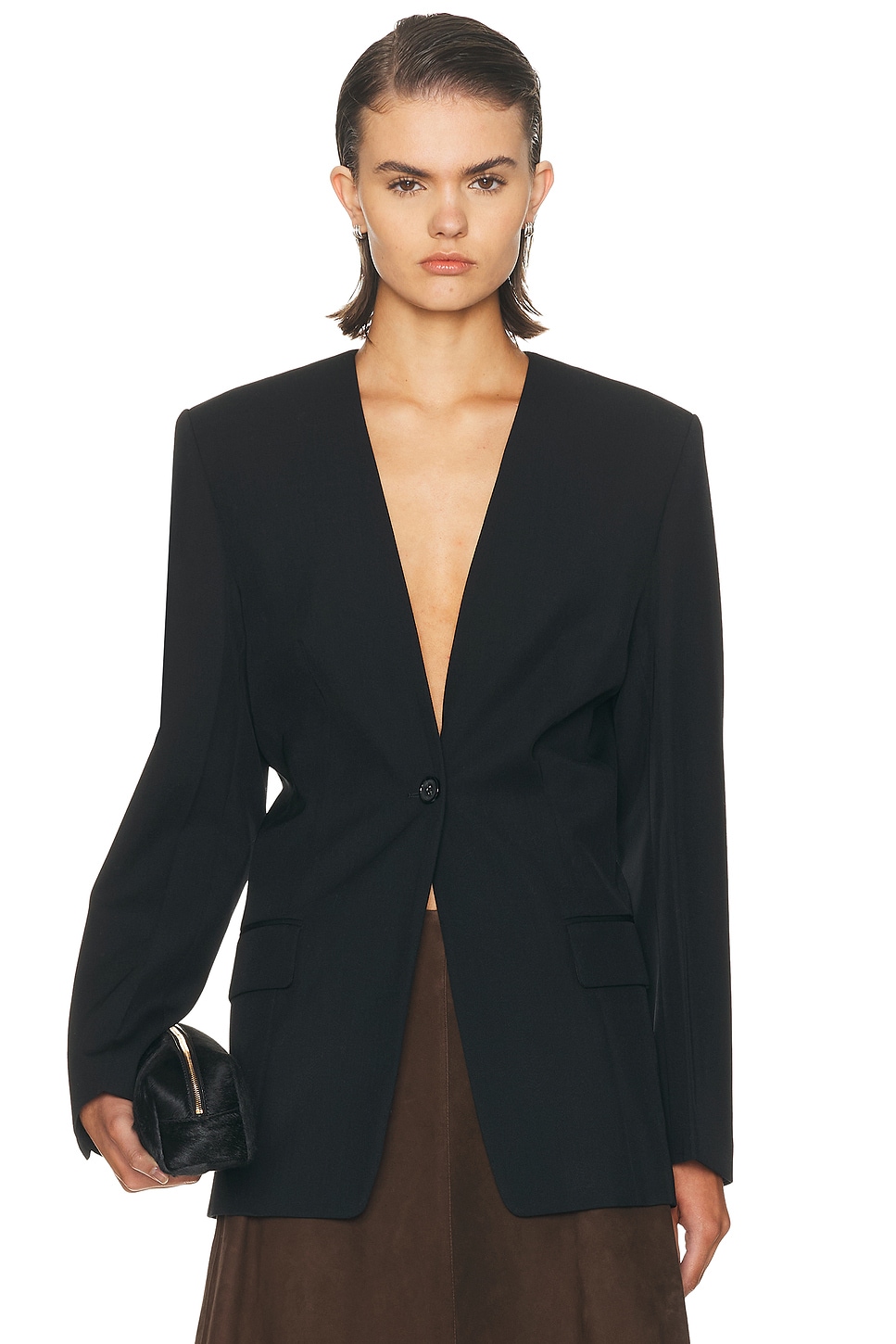 Toteme Slouch Blazer in Black - Black. 32 also