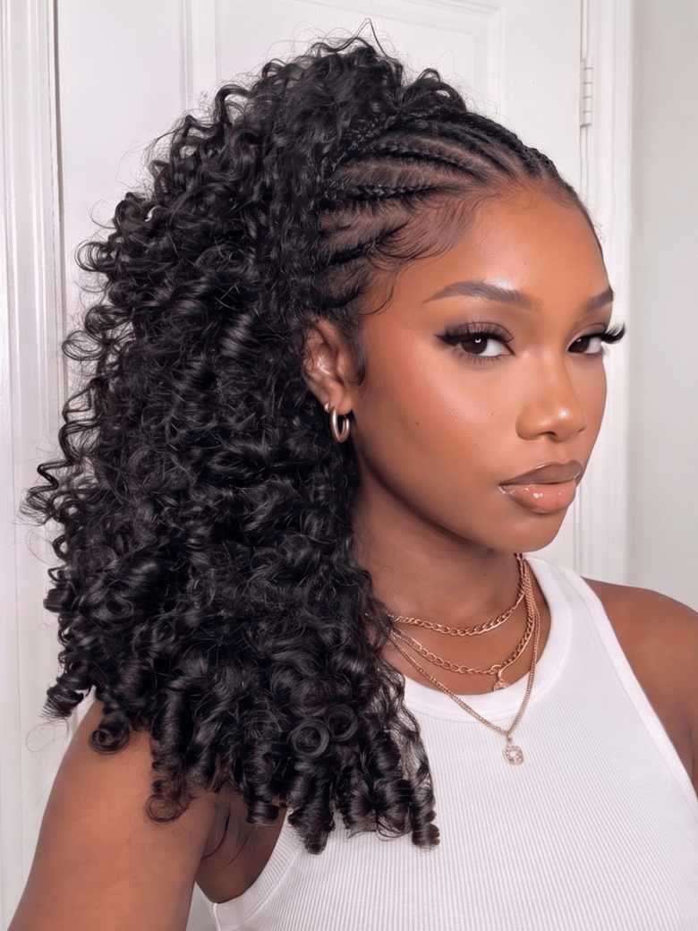 UNice Half Wig MeltLine™ Burmese Curly with Finger Coily Ends Beginner Friendly with Flexi-Fit Drawstring