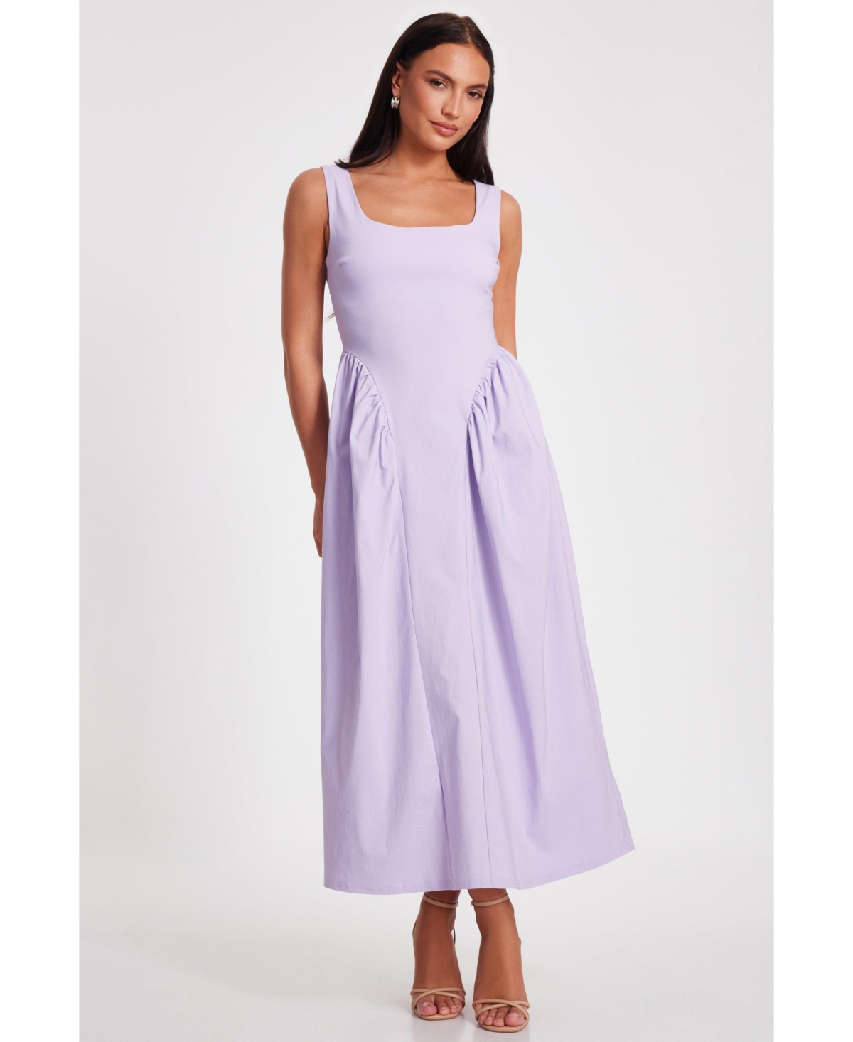 Women's Square Neck Skater Midi Dress - Lilac