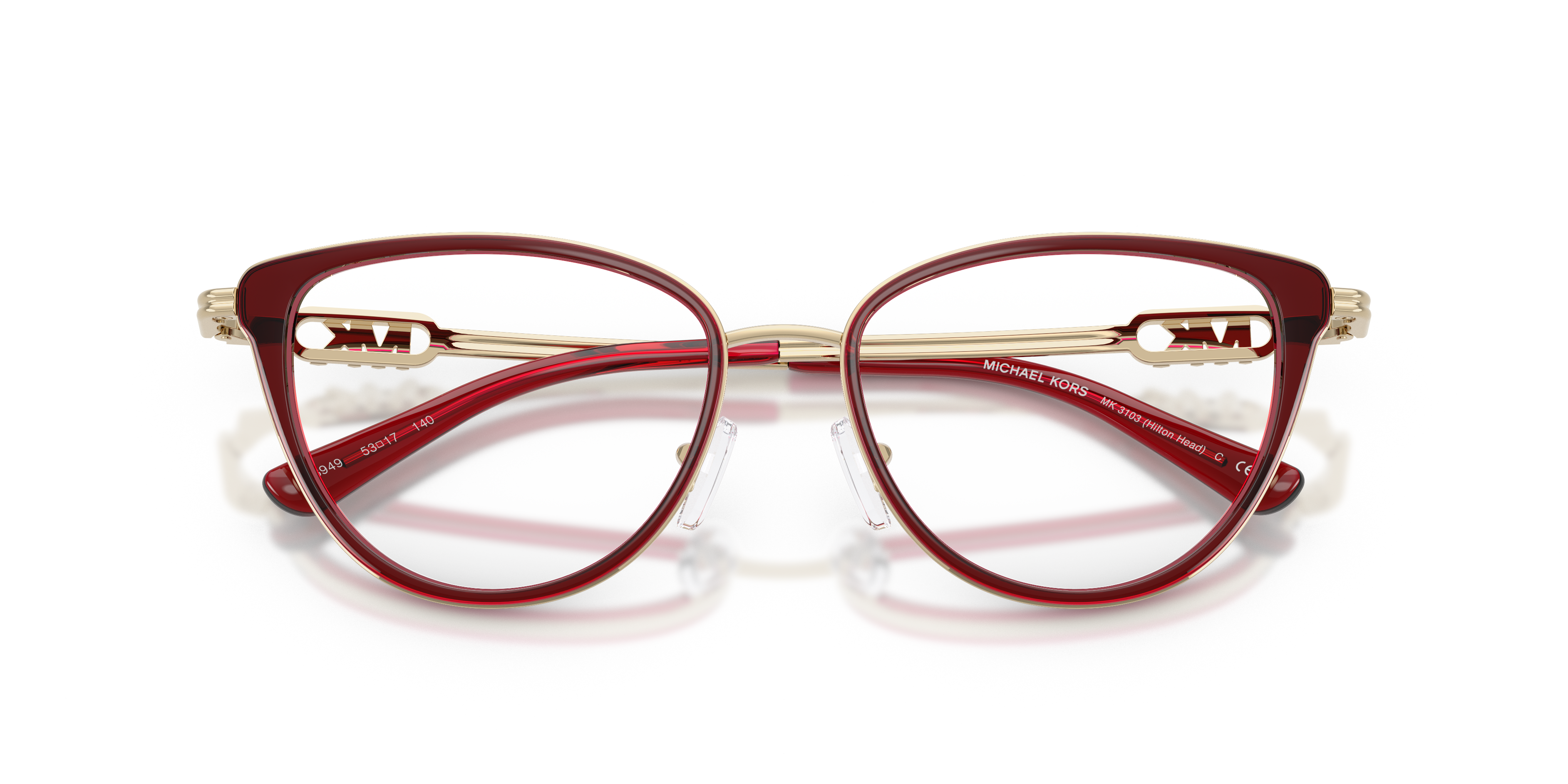 Michael Kors Mujer Michael Kors MK3103 HILTON HEAD 3949 Monturas ópticas Metal Marrón Transparente Cat Eye Norma