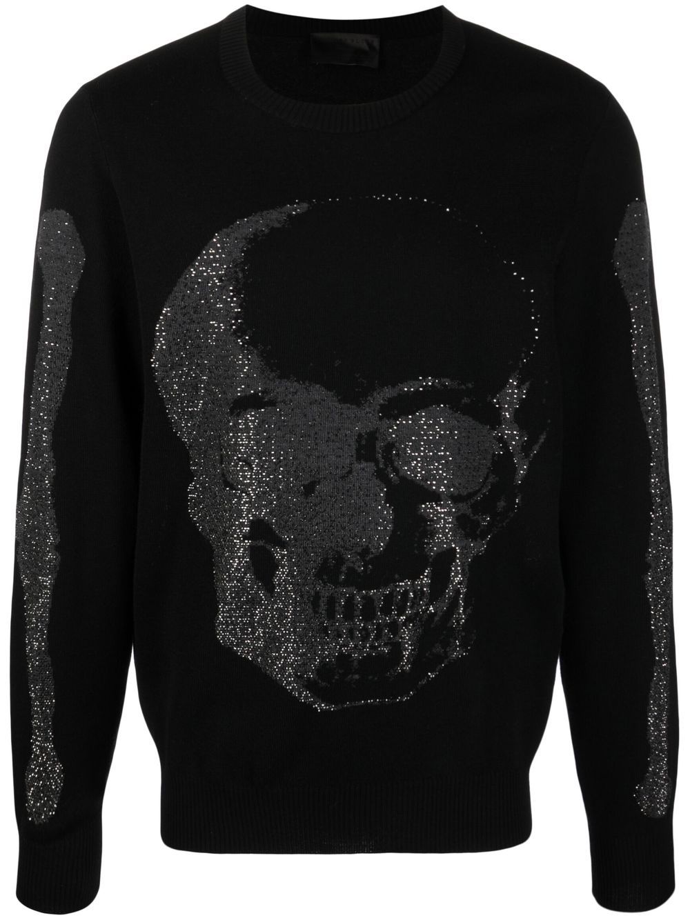 Crystal-skull crewneck jumper