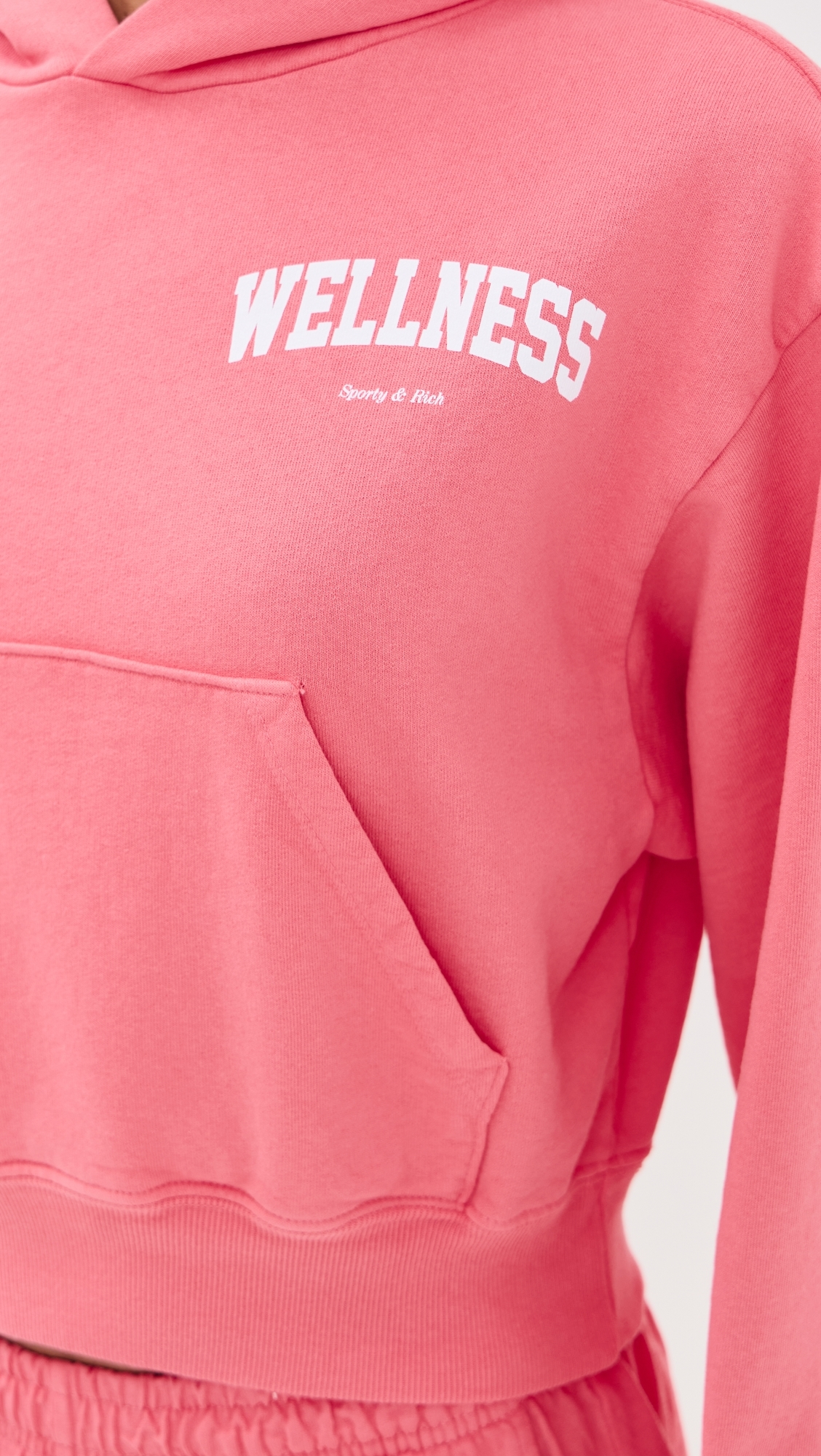 Sporty & Rich Wellness Ivy Cropped Hoodie Cotton Candy/White