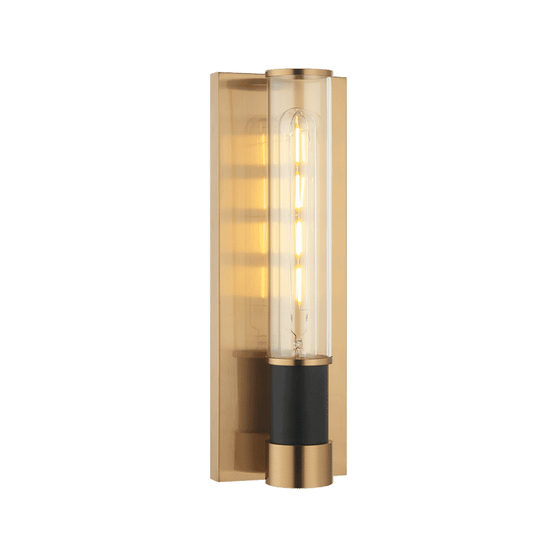 Matte Black Aged Gold Brass One Light Wall Sconce from the Tubo Collection
