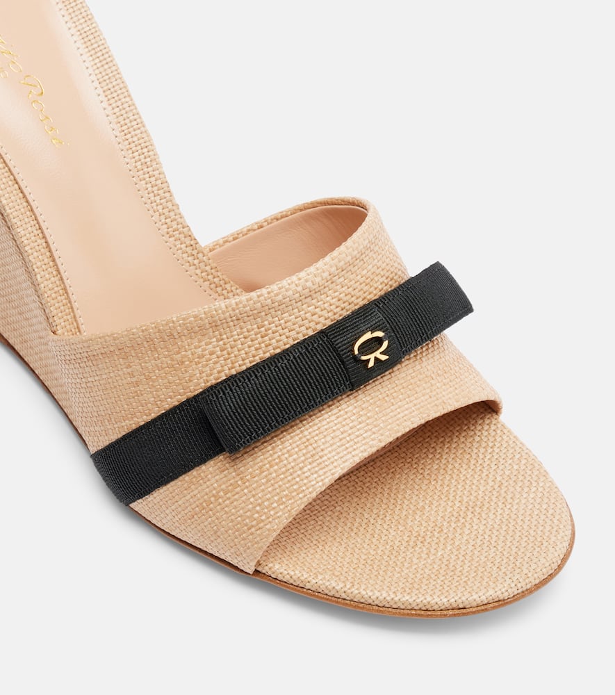 Haiti raffia wedge mules