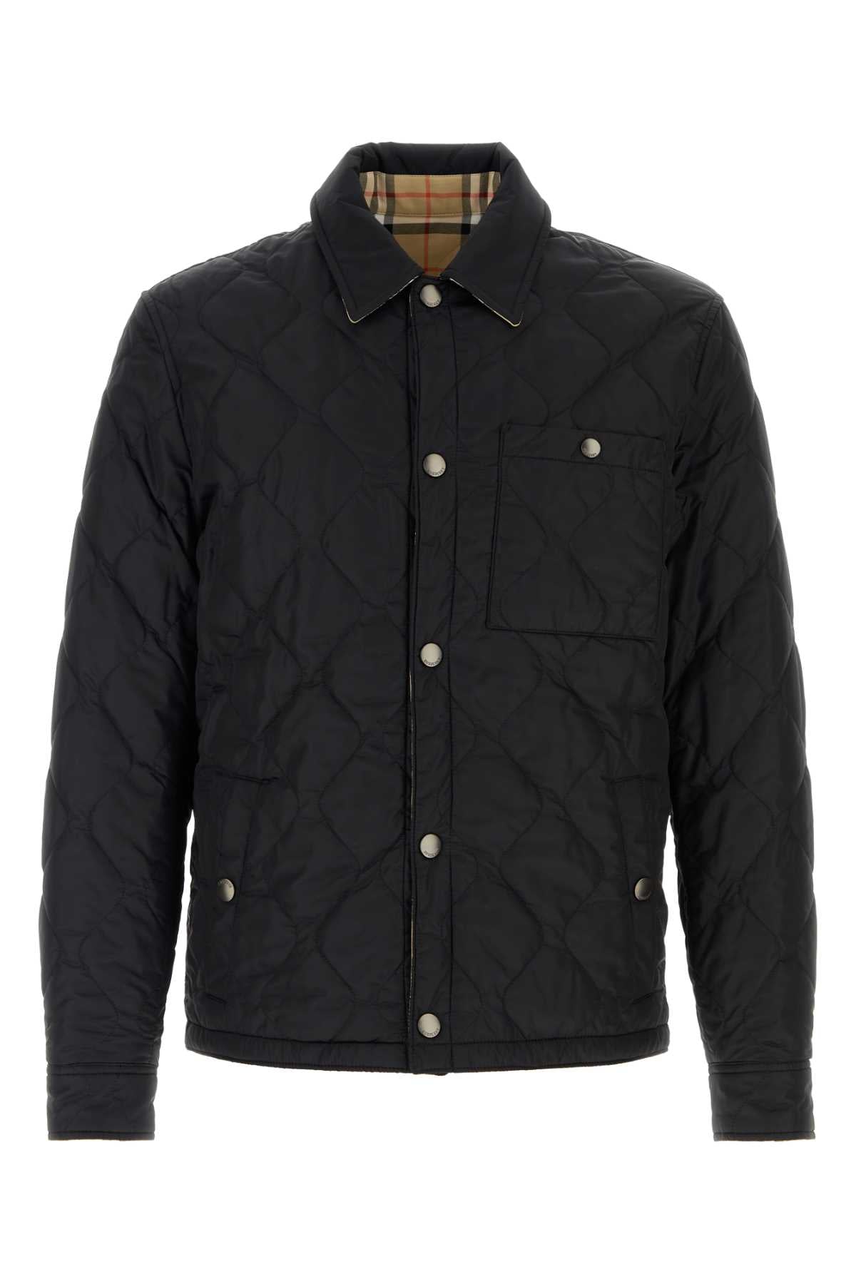 Quilted Nylon Reversible Jacket — Black