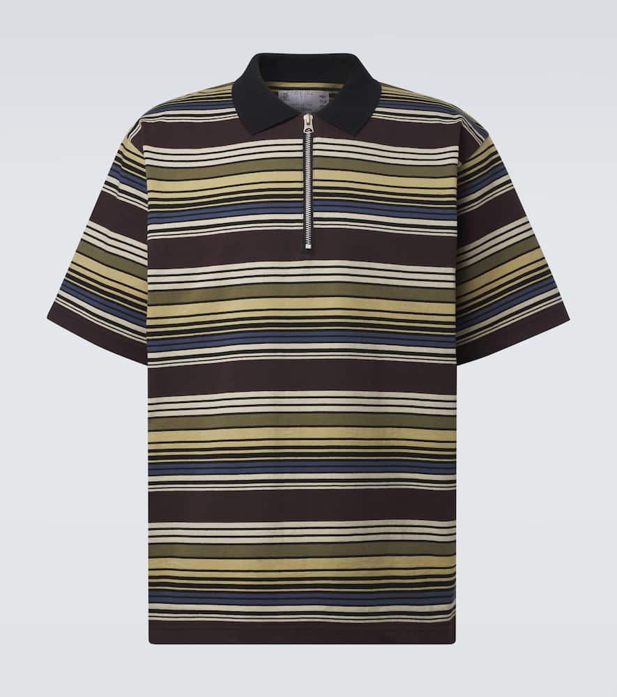 Striped cotton half-zip polo shirt