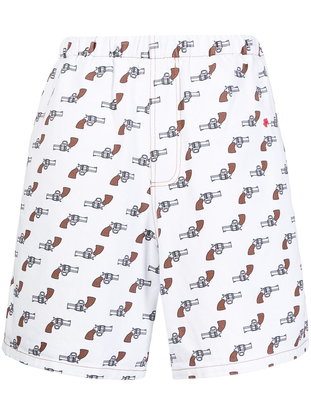 Graphic-print denim shorts - White