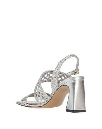 Woman Sandals Silver Size 6 Leather