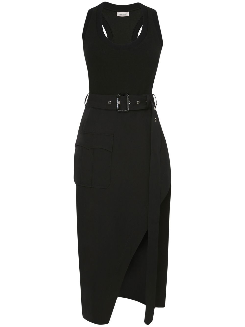 Trompe l'oeil midi dress - Black