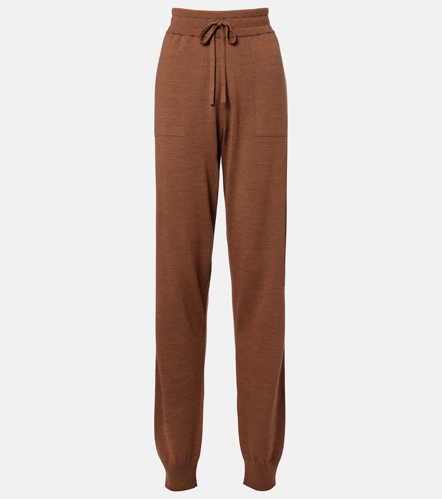 Knitted virgin wool straight-leg pants
