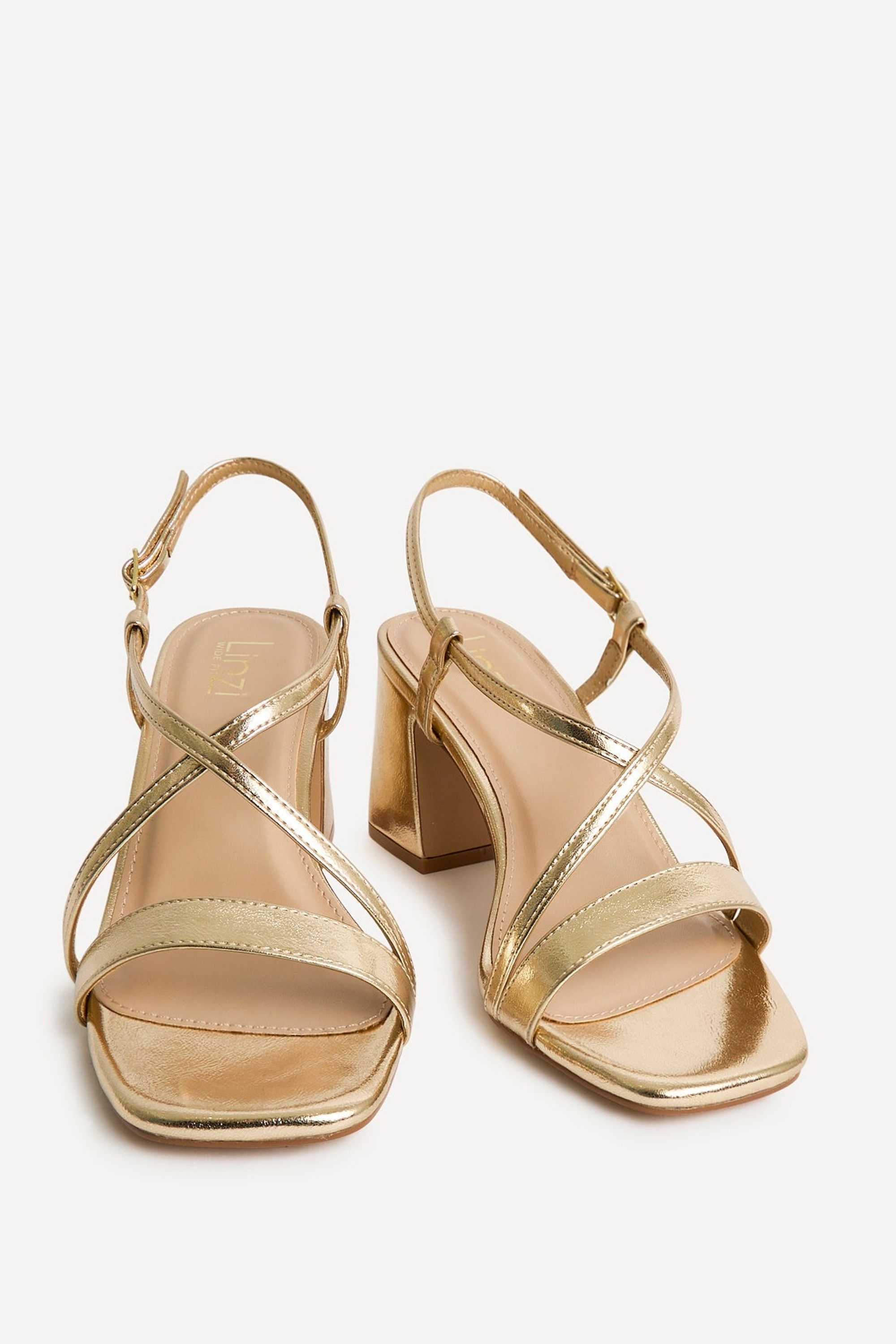 Linzi Remain Wide Fit Gold Heeled Sanda