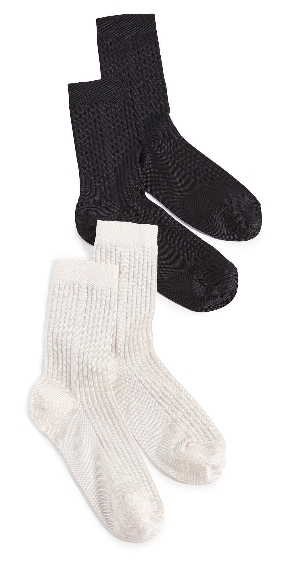 Classic Rib Socks - 2 Pack Offering Black & Ivory One Size