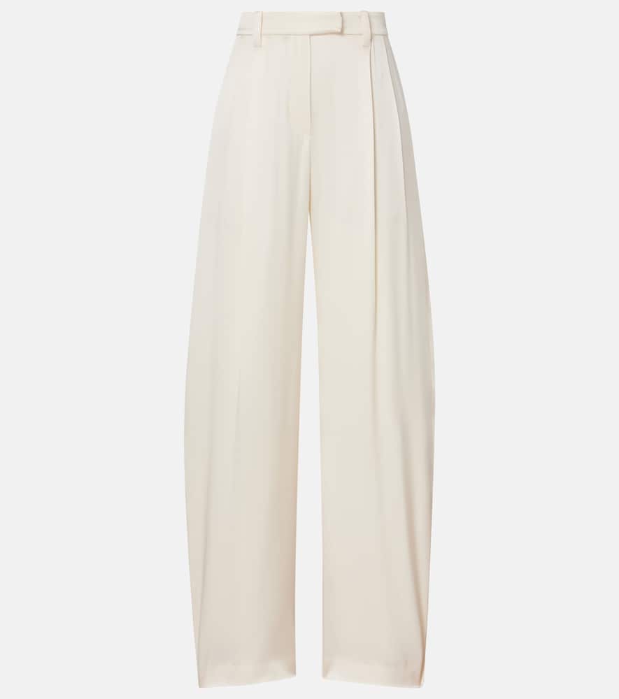Mid-rise silk straight pants