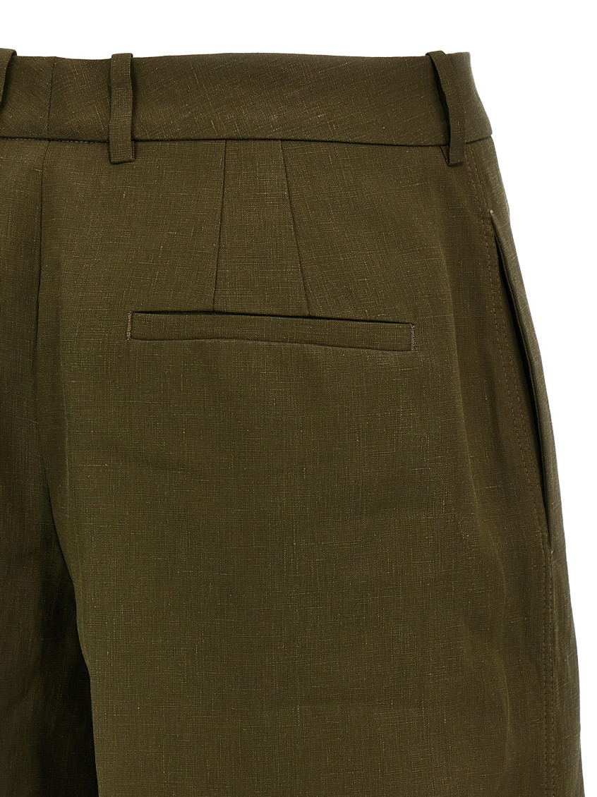 Green Linen Shorts