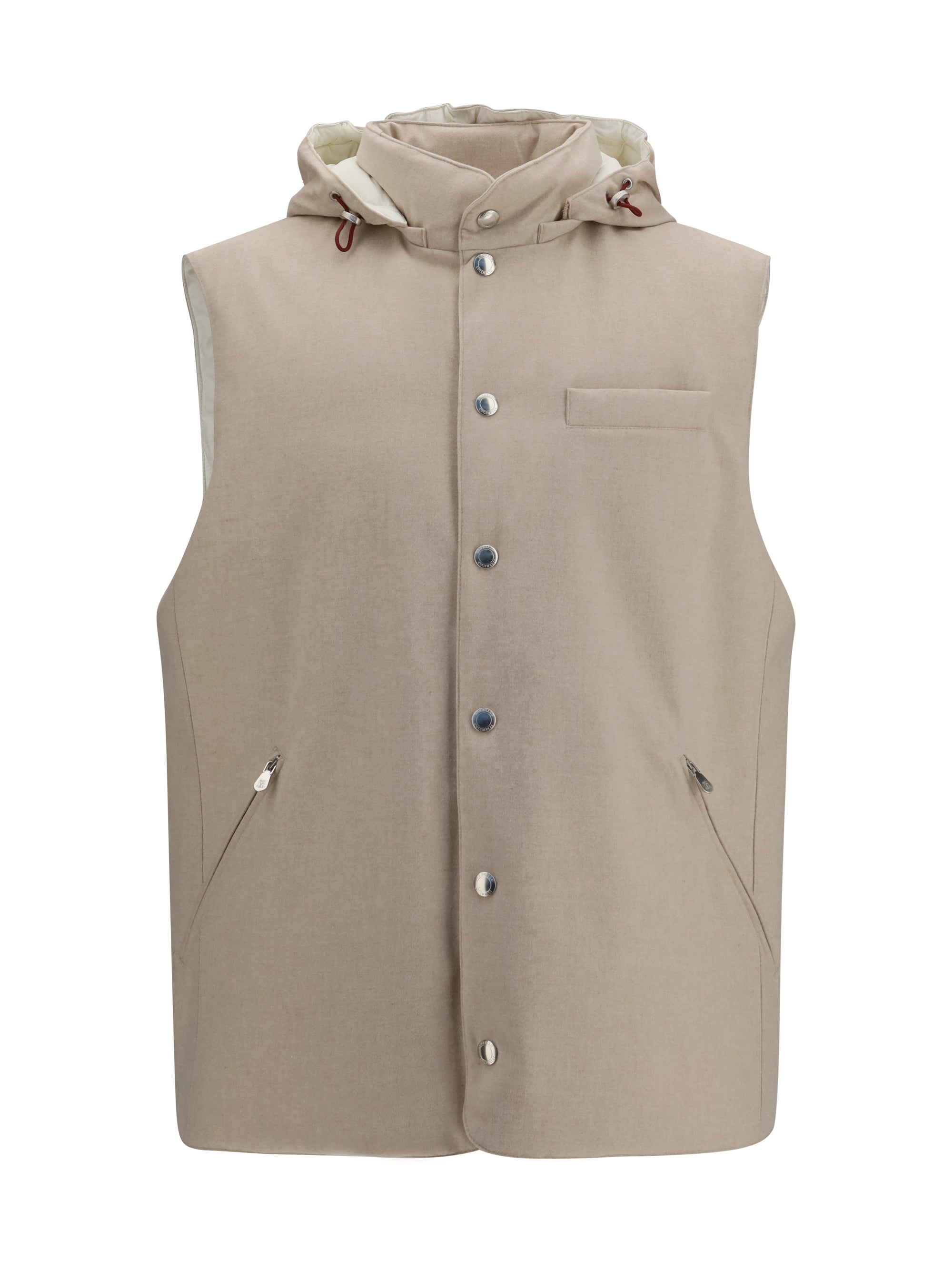 Wool Down Vest — Beige