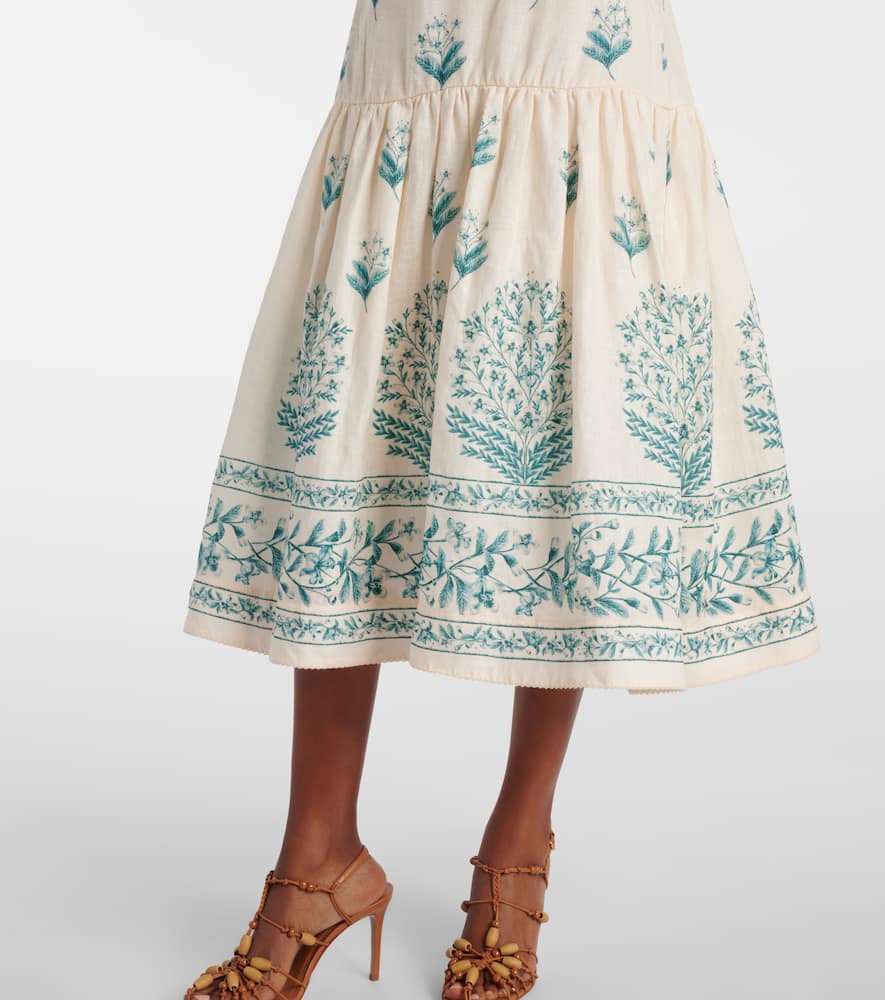 Nispero Ceiba floral linen midi dress