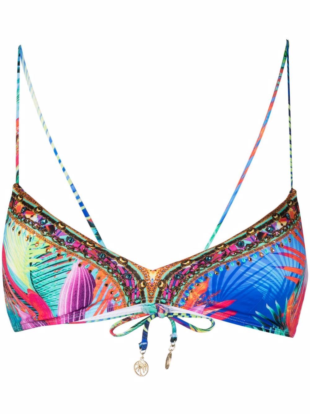 Whats Your Vice-print bikini top - Blue